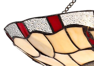 Tiff-14 35cm Tiffany Non-electric Uplighter Shade, Red/Cream/Clear Crystal
