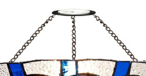 Tiff-14 35cm Tiffany Non-electric Uplighter Shade, Rich Blue/Cream/Clear Crystal