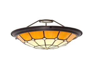 Tiff, Tiffany 35cm Non-Electric Uplighter Shade, Cream/Beige/Clear Crystal Centre/Aged Antique Brass Trim