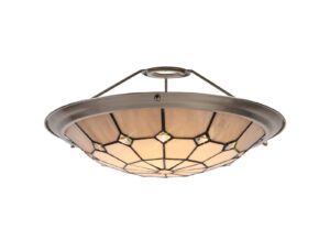 Tiff, Tiffany 35cm Non-electric Uplighter Shade, Cream/Grey/Crystal Centre/Satin Nickel Brass Trim