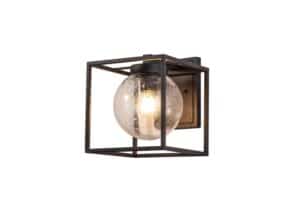 Tramore Down Wall Lamp, 1 x E27, IP54, Anthracite/Clear Seeded Glass, 2yrs Warranty