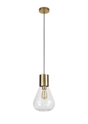 Wallace Narrow Pendant, 1 x E27, Ancient Brass/Clear Glass