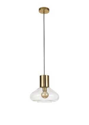 Wallace Wide Pendant, 1 x E27, Ancient Brass/Clear Glass