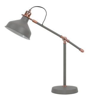 Waterford Adjustable Table Lamp, 1 x E27, Sand Grey/Copper/White