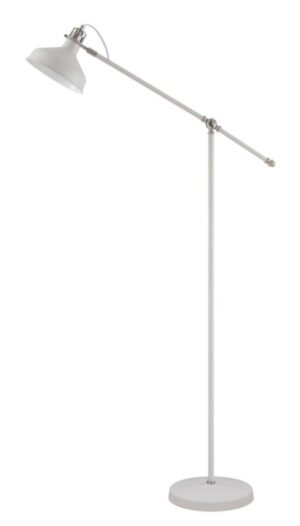 Waterford Adjustable Floor Lamp, 1 x E27, Sand White/Satin Nickel/White