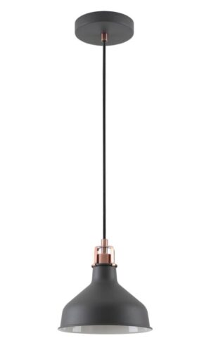 Waterford Small Pendant, 1 x E27, Sand Black/Copper/White