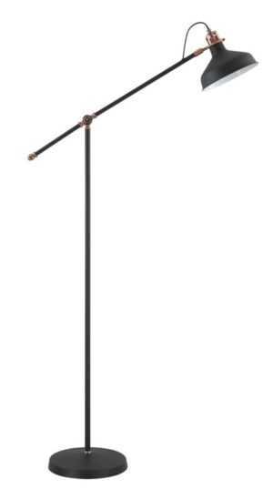 Waterford Adjustable Floor Lamp, 1 x E27, Sand Black/Copper/White