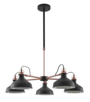 Waterford Telescopic 5 Light, 5 x E27, Sand Black/Copper/White