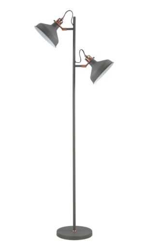 Waterford Floor Lamp, 2 x E27, Sand Grey/Copper/White