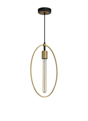 Xara Single Large Circle Pendant, 1 Light E27, Sand Gold/Matt Black