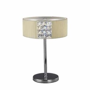 Evelyn Table Lamp Round With Cream Shade 2 Light E27 Polished Chrome/Crystal