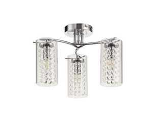Melina Semi Ceiling Light, 3 x E14, Polished Chrome/Crystal/Glass