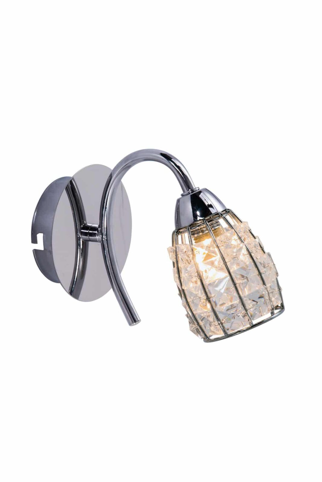 Roma 1 Light Polished Chrome Wall Light with Crystal Shade - Image 2