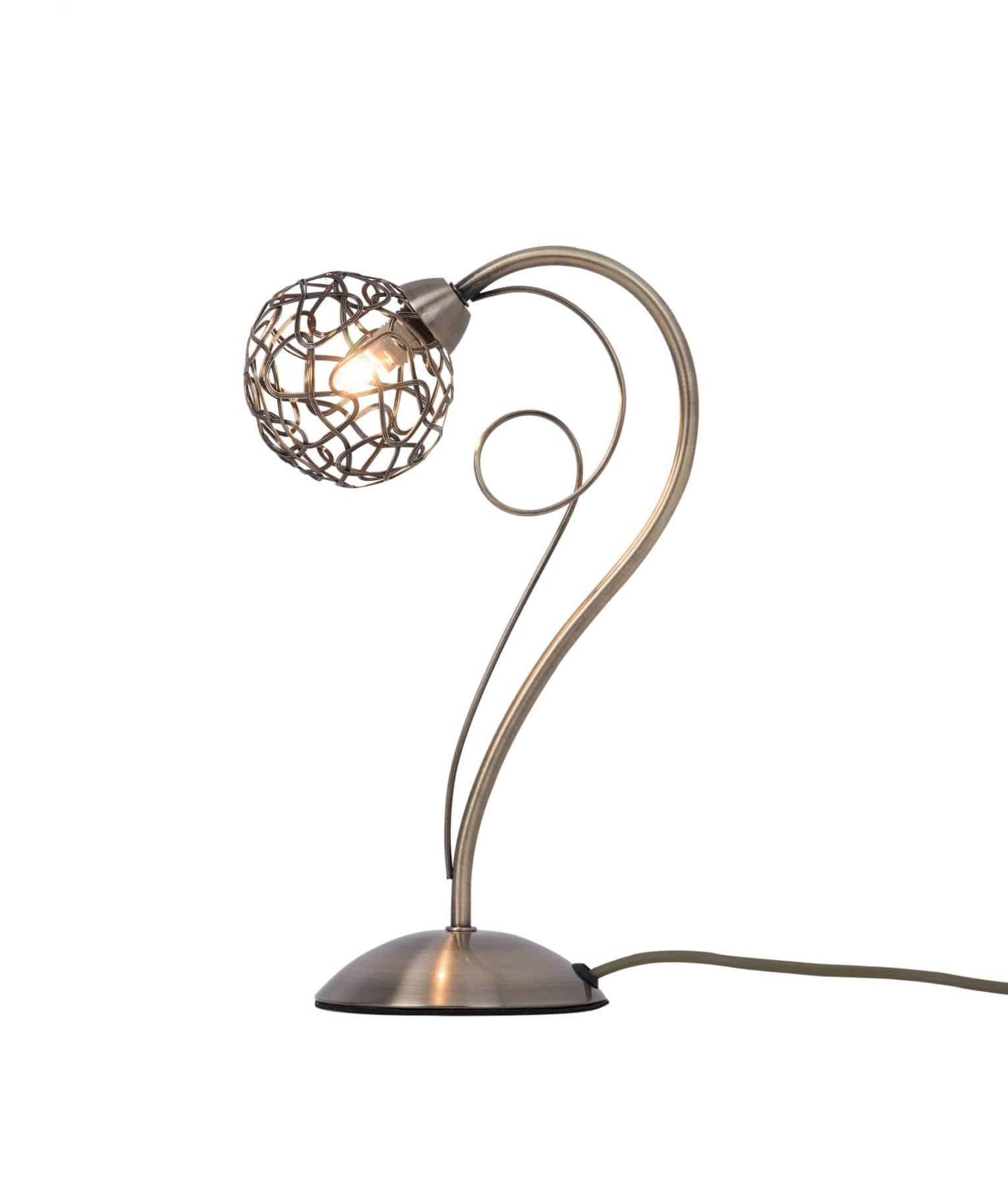 Ronda 1 Light Antique Brass Table Lamp with Mesh Ball Shade - Image 2