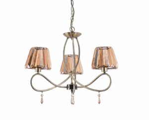 Senza 3 Light Antique Brass with Amber Crystal Shade
