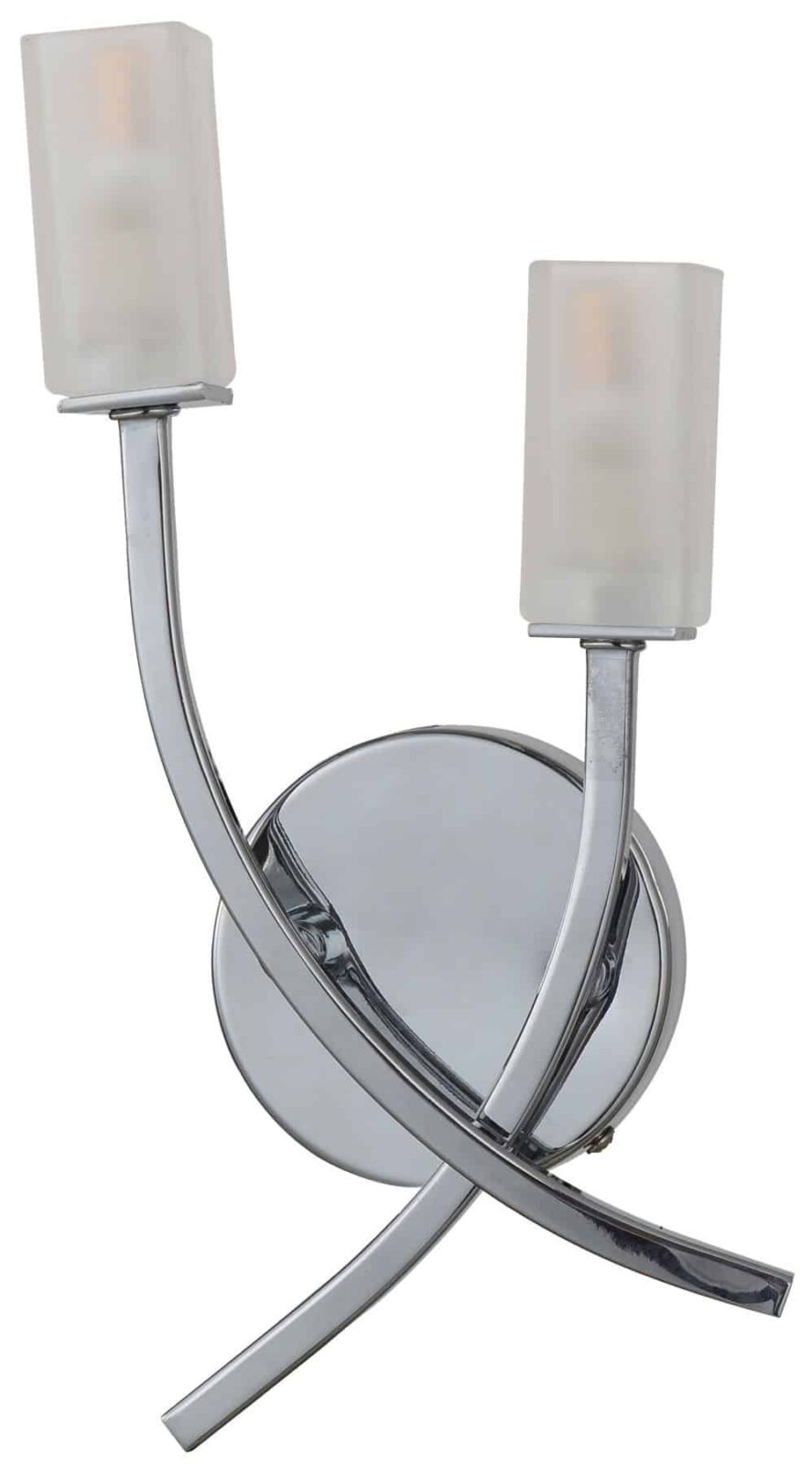 Topaz 2 Light Polished Chrome Wall Light c/w Square Glass - Image 3