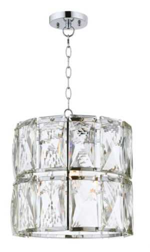 Aurora 1 Light Crystal Pendant Polished Chrome