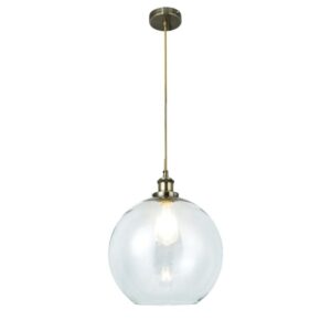 Lewis 1 Light Medium Glass Ball Pendant Antique Brass