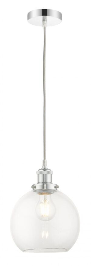 Lewis 1 Light Small Glass Ball Pendant Polished Chrome
