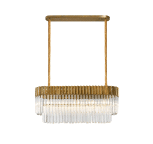 Aridius Pendant Rectangle 5 Light E14, Brass/Clear Glass