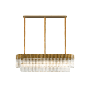 Aridius Pendant Rectangle 7 Light E14, Brass/Clear Glass