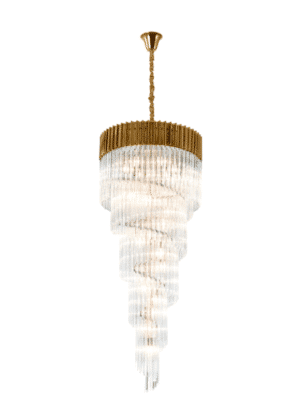 Aridius Pendant Round 5 Tier 23 Light E14, Brass/Clear Glass