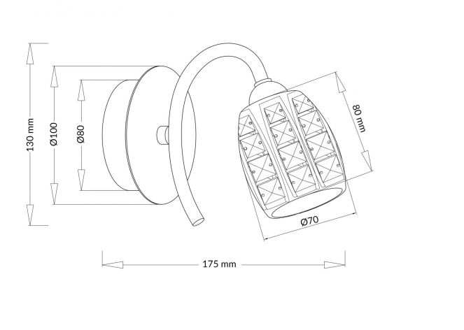 Roma 1 Light Antique Brass Wall Light with Crystal Shade - Image 2