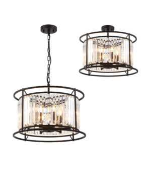 Kiko Pendant / Semi Ceiling Convertible, 6 x E14, Satin Black / Clear
