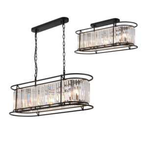 Kiko Oval Pendant, 7 x E14, Satin Black / Clear