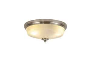 Abigail 2 Light E27 Flush Ceiling Light, Satin Nickel / Frosted Glass