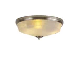 Abigail 3 Light E27 Flush Ceiling Light, Satin Nickel / Frosted Glass