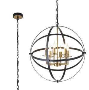 Alexa Pendant, 6 x E14, Anthracite/Satin Nickel