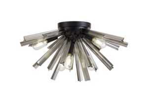 Chrysalis 6 Light E14, Semi Flush Matt Black / Smoke Glass