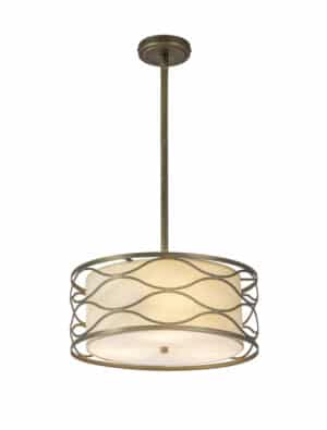 Elton Pendant / Convertible To Semi Flush 5 Light E14 Aged Gold / Cream Fabric Shade