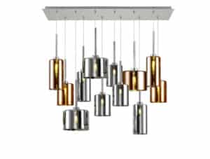 Ideal Linear Pendant 2m, 12 x G9, Polished Chrome/Chrome/Copper