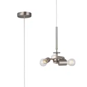 Baymont Satin Nickel 3m 3 Light E27 Universal Single Pendant, Suitable For A Vast Selection Of Shades