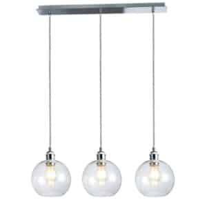 Lewis 3 Light Bar Small Glass Ball Pendant Polished Chrome