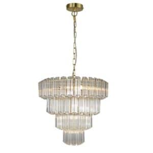 Pierre 11 Light Satin Brass Crystal Ceiling Pendant