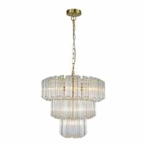 Pierre 7 Light Satin Brass Crystal Ceiling Pendant