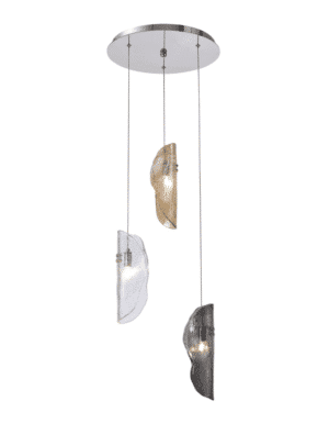 Conway Pendant 2m, 3 x G9, Polished Chrome / Clear & Amber & Smoked Glass