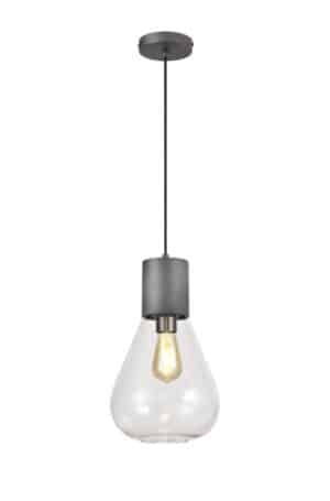 Wallace Narrow Pendant, 1 x E27, Pewter/Clear Glass