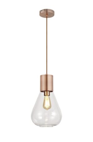 Wallace Narrow Pendant, 1 x E27, Antique Copper/Clear Glass