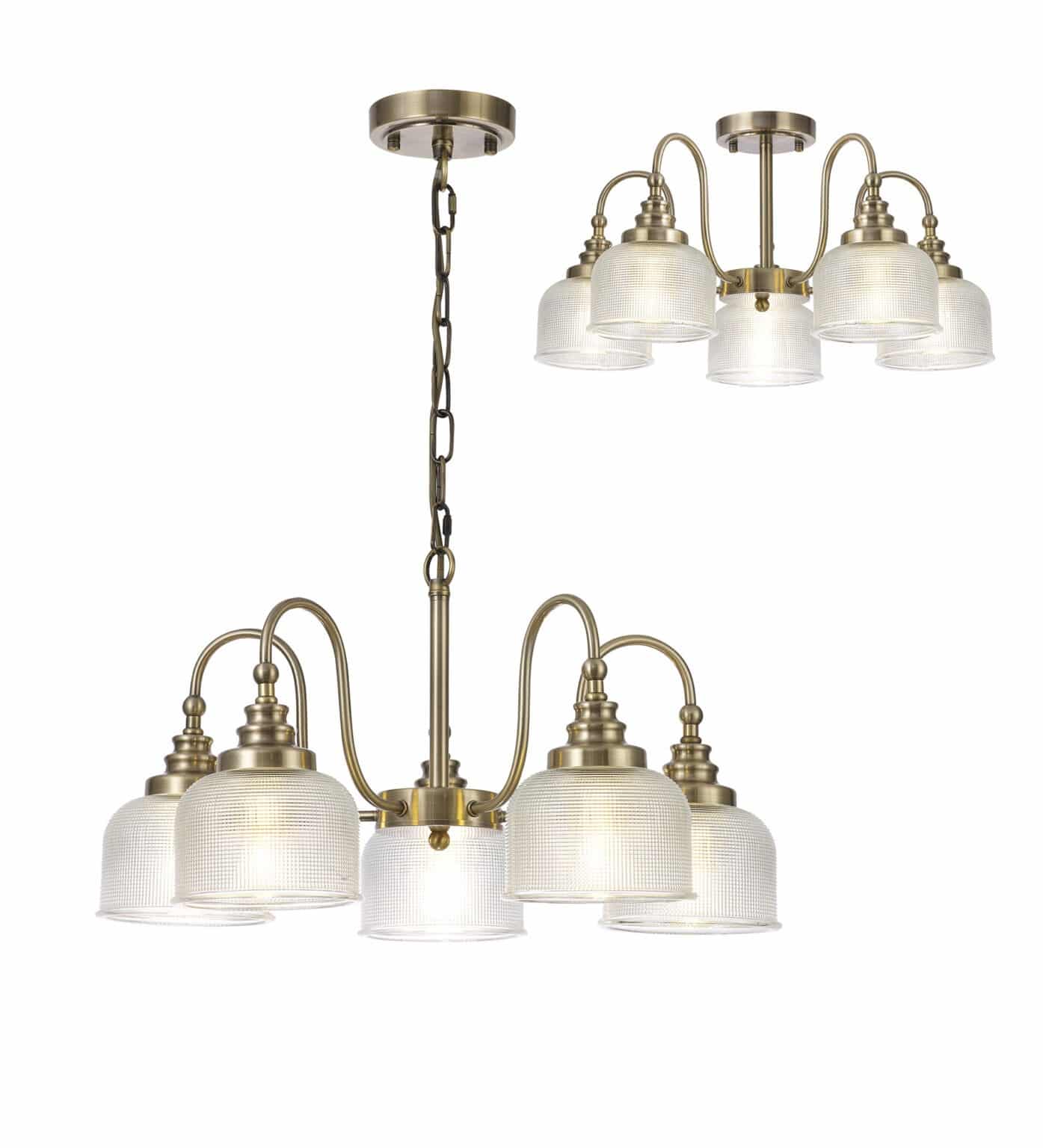 Antique Brass/Prismatic Glass