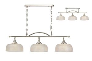 Abigail Semi Flush / Pendant Bar, 3 Light Adjustable E27, Polished Nickel / Prismatic Glass