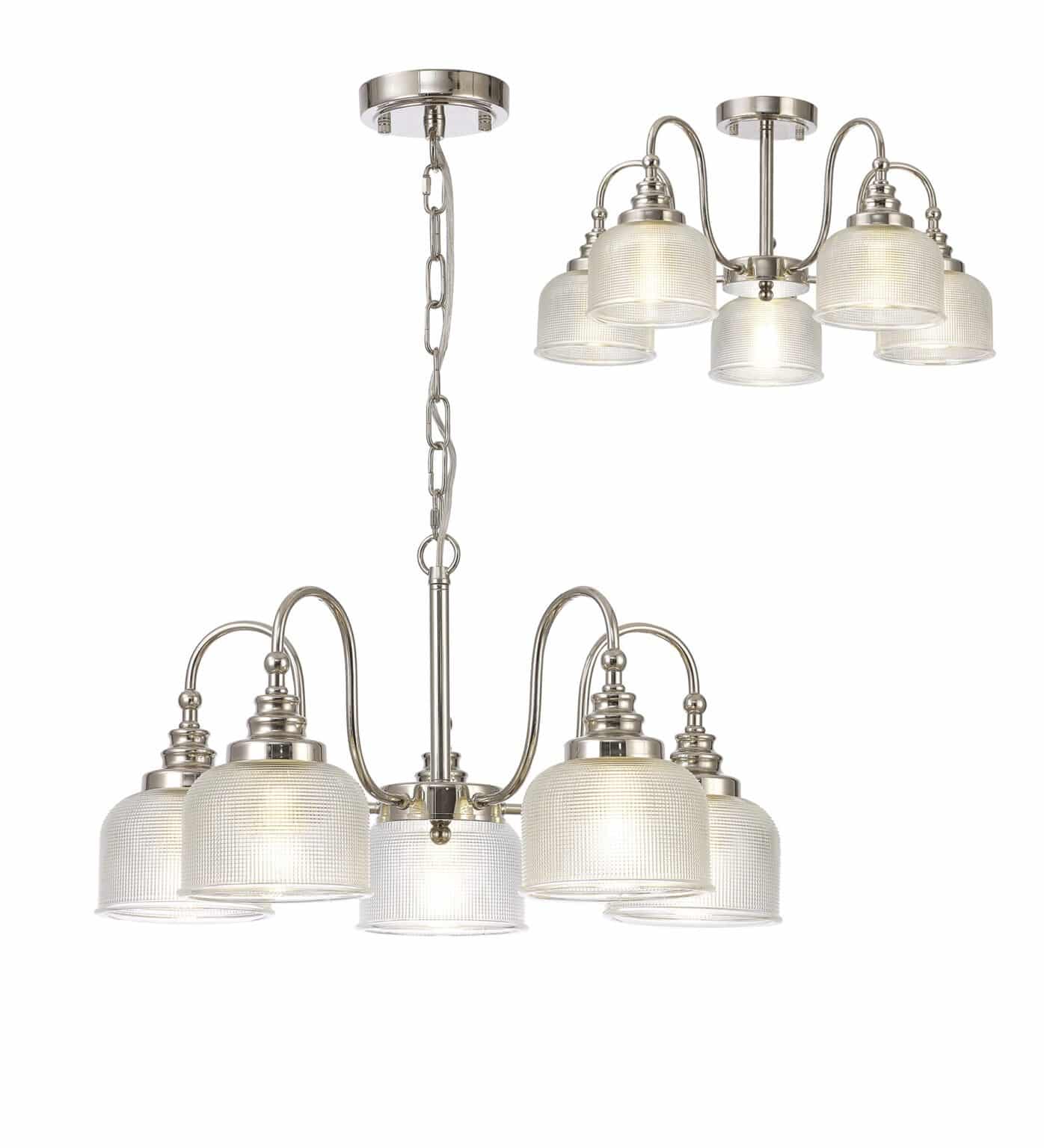 Polished Nickel/Prismatic Glass