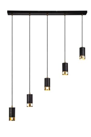 Jett 5 Light Bar Linear Pendant GU10, Black / Painted Gold