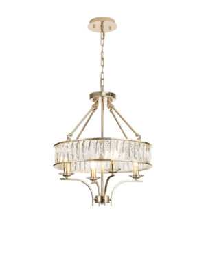 Vivienne Pendant/Semi Ceiling 4 Light E14 French Gold/Crystal