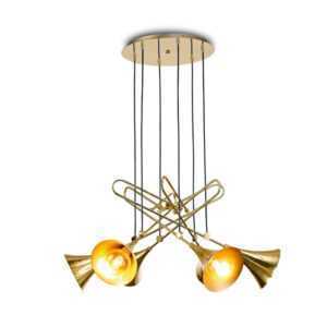 Jazz 6 Light Pendant 88cm Round,  Polished Gold