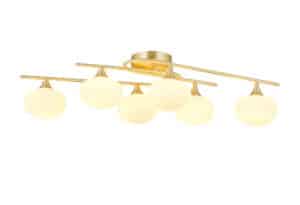 Mary Flush Bathroom Ceiling Light Satin Brass/Opal Glass 6 Light