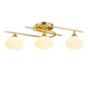 Mary Flush Bathroom Ceiling Light Satin Brass/Opal Glass